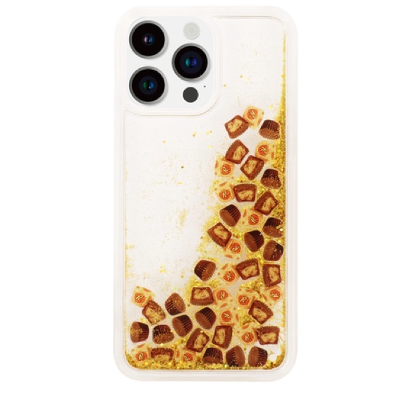 Licensed REESE'S Peanut Butter Cups Liquid Candy Glitter iPhone 15 Hard Case - Picture 3 of 5